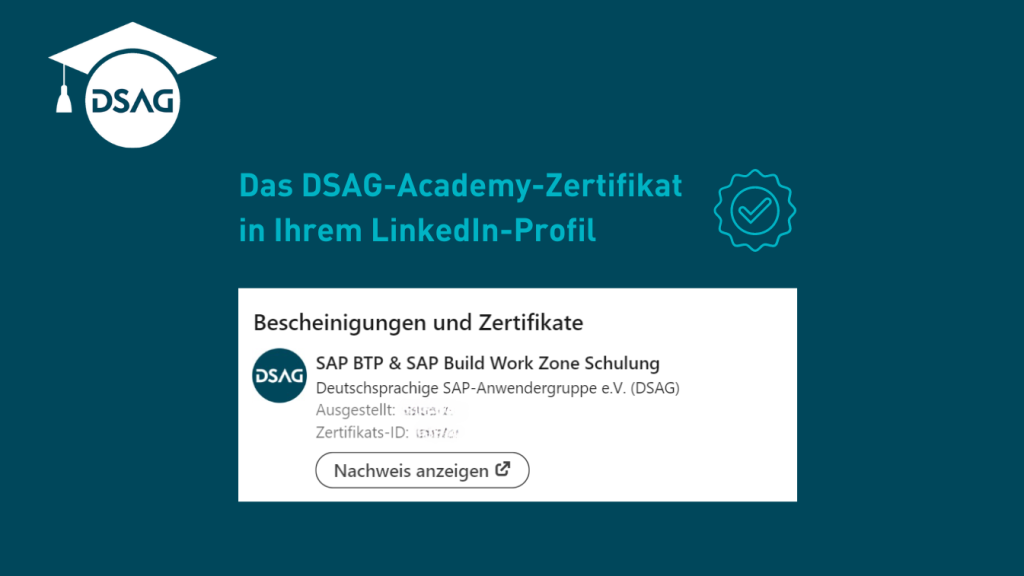 Erstmals Zertifizierung über DSAG-Academy - LinkedIn-Badge